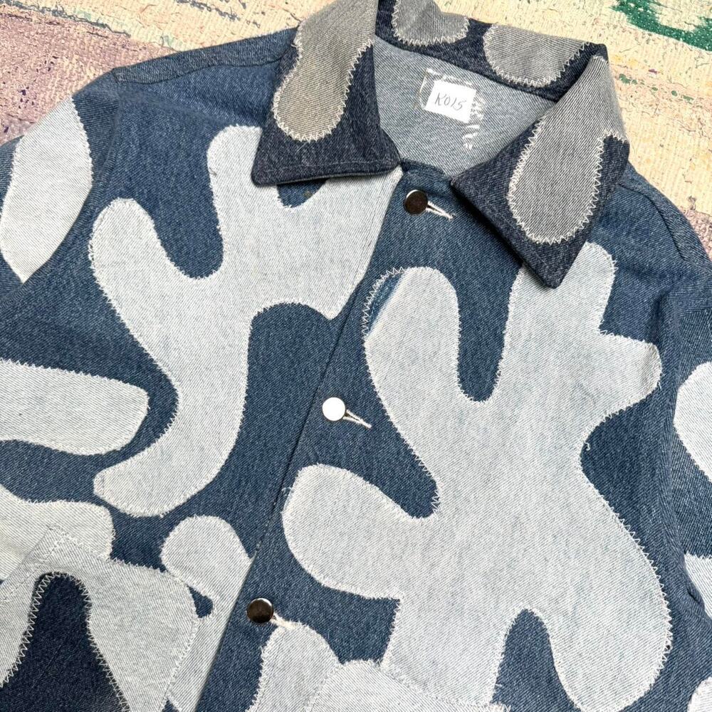 Custom upcycled patchwork denim jacket size XL One of one Jacket - Picture 3 of 8